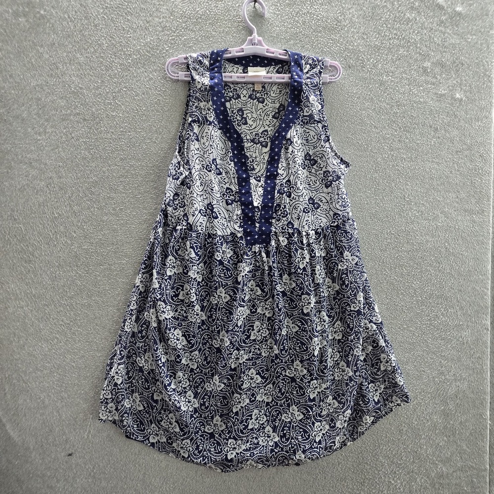 Knox Rose Women Dress L Blue Paisley A-Line Cottagecore Tunic Sleeveless
